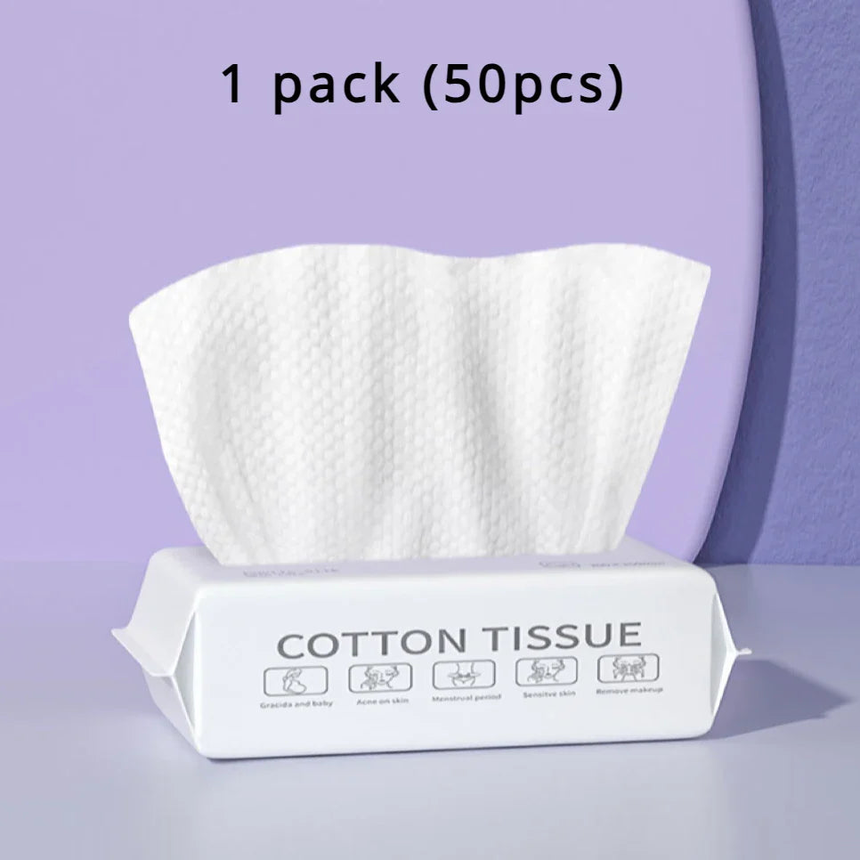 Disposable Plant-Fiber Cotton Face Towels - Soft Nonwoven Facial Wipes, 50/100-Pack, 20 x 15 cm (7.9 x 5.9 in)