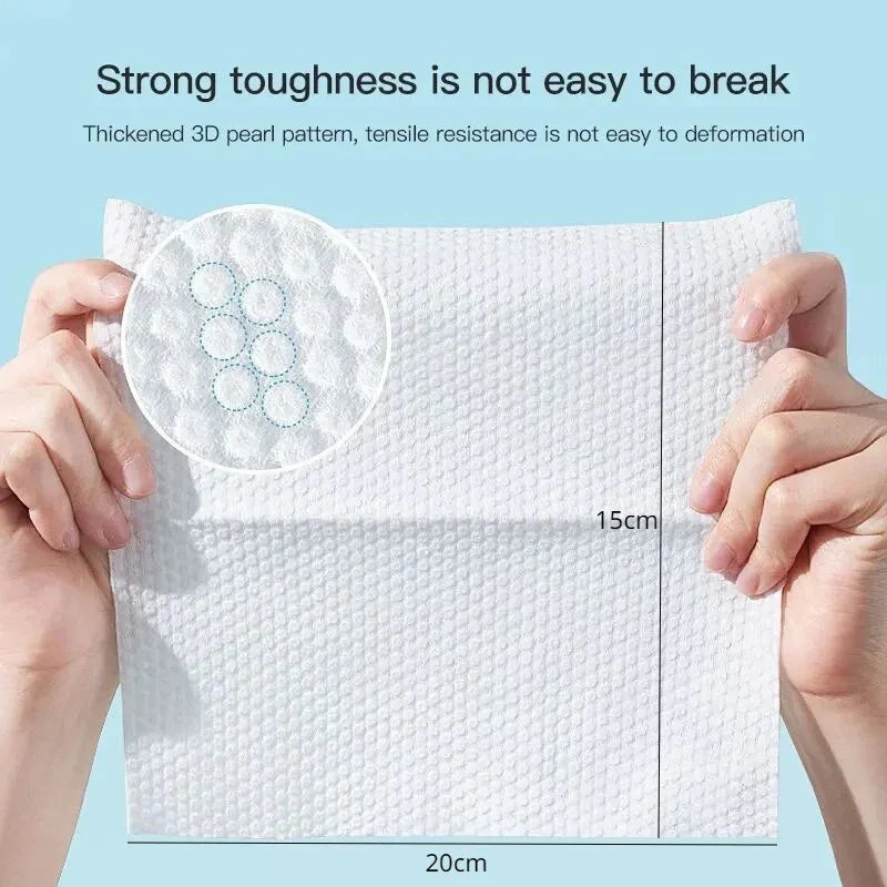 Disposable Plant-Fiber Cotton Face Towels - Soft Nonwoven Facial Wipes, 50/100-Pack, 20 x 15 cm (7.9 x 5.9 in)