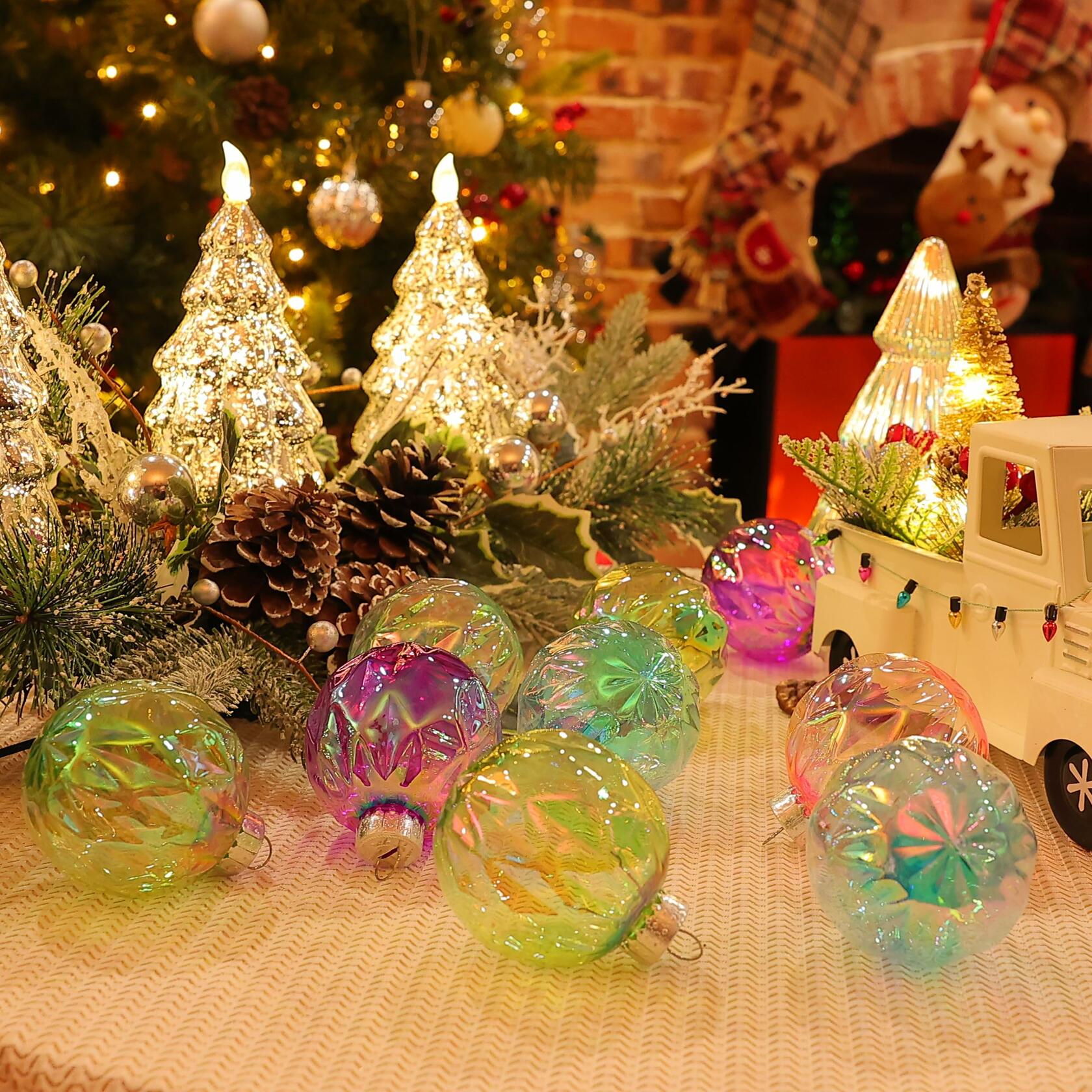 MOONET 25Pcs 2.64in Shatterproof Colored Christmas Decoration Balls Style-2